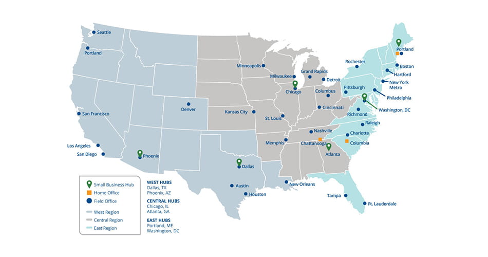 Map of Unum Group Field Offices